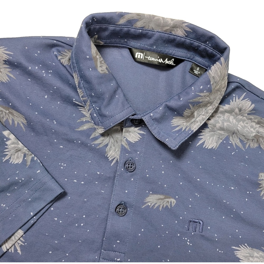 Travis Mathew Mens Small Gray All Over Floral Performance Stretch Golf Polo